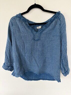 Natural Life Blue Robyn Cotton Gauze Super Flowy Top - Size M